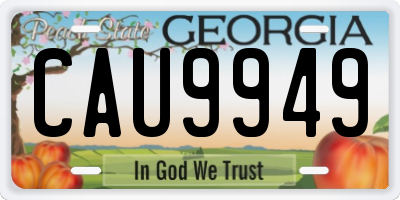 GA license plate CAU9949