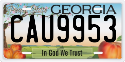 GA license plate CAU9953