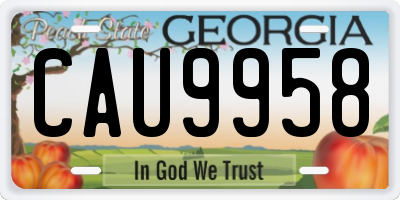 GA license plate CAU9958