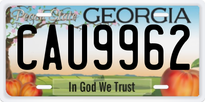 GA license plate CAU9962