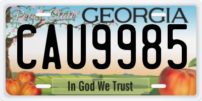 GA license plate CAU9985