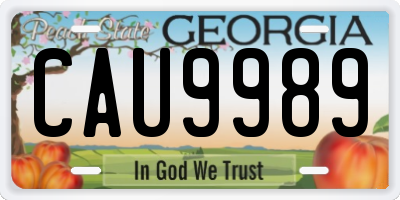 GA license plate CAU9989