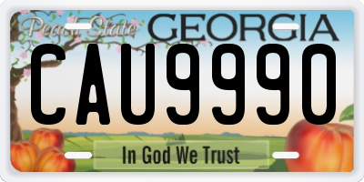 GA license plate CAU9990