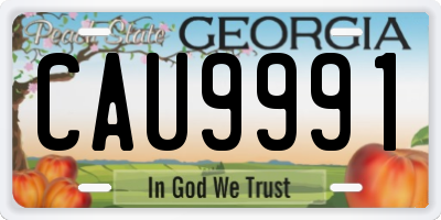 GA license plate CAU9991