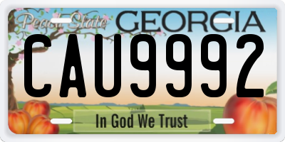 GA license plate CAU9992