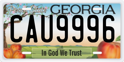 GA license plate CAU9996