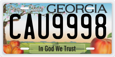 GA license plate CAU9998