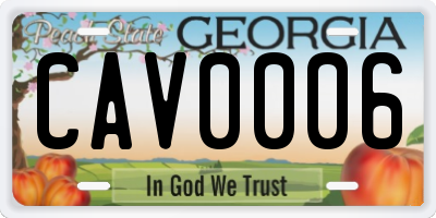 GA license plate CAV0006