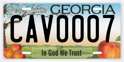 GA license plate CAV0007