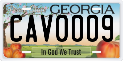 GA license plate CAV0009