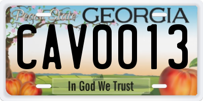 GA license plate CAV0013