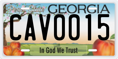 GA license plate CAV0015