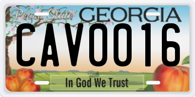 GA license plate CAV0016