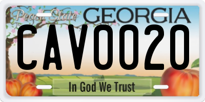 GA license plate CAV0020