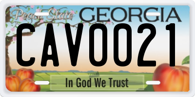 GA license plate CAV0021