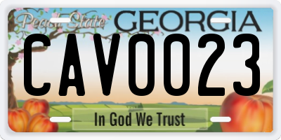 GA license plate CAV0023