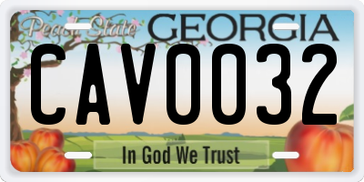 GA license plate CAV0032