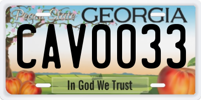 GA license plate CAV0033