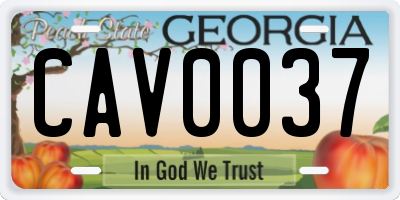 GA license plate CAV0037