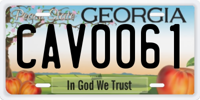 GA license plate CAV0061