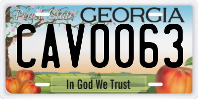 GA license plate CAV0063