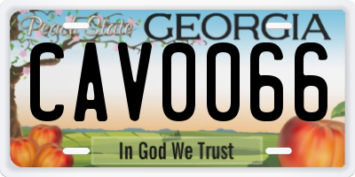 GA license plate CAV0066