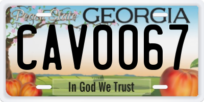 GA license plate CAV0067
