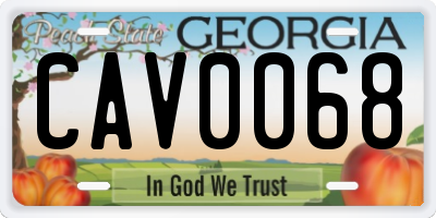 GA license plate CAV0068