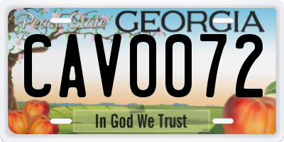 GA license plate CAV0072