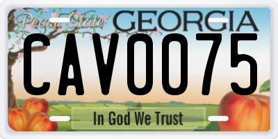 GA license plate CAV0075
