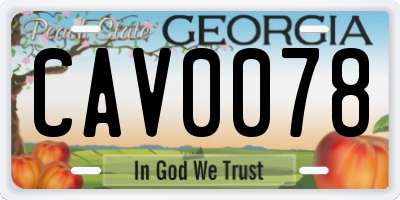 GA license plate CAV0078