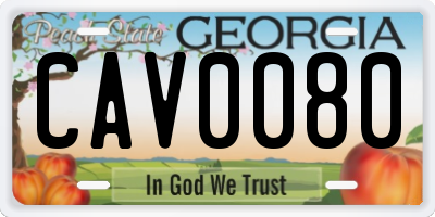 GA license plate CAV0080