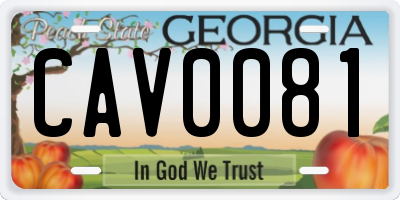 GA license plate CAV0081