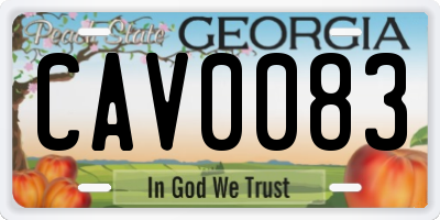 GA license plate CAV0083