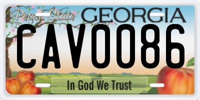 GA license plate CAV0086