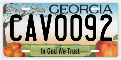 GA license plate CAV0092