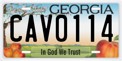 GA license plate CAV0114