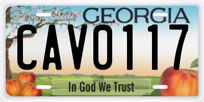 GA license plate CAV0117