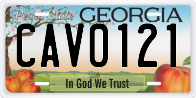 GA license plate CAV0121