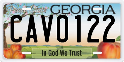 GA license plate CAV0122