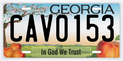 GA license plate CAV0153