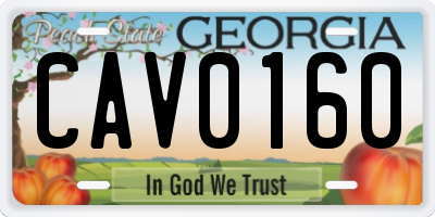 GA license plate CAV0160