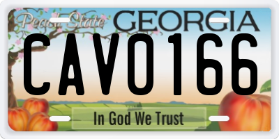 GA license plate CAV0166
