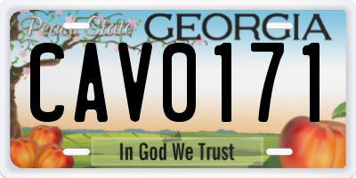 GA license plate CAV0171