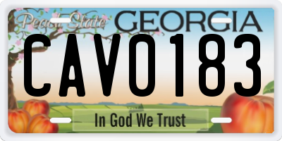 GA license plate CAV0183