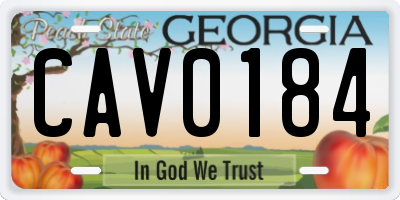 GA license plate CAV0184