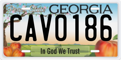 GA license plate CAV0186