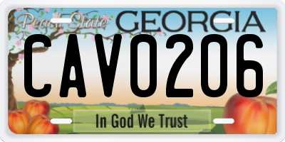 GA license plate CAV0206