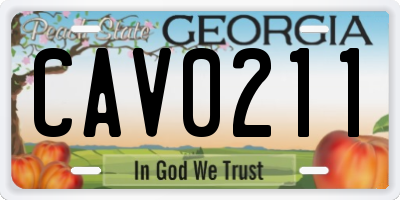 GA license plate CAV0211