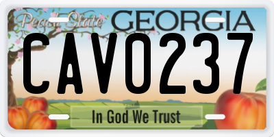 GA license plate CAV0237